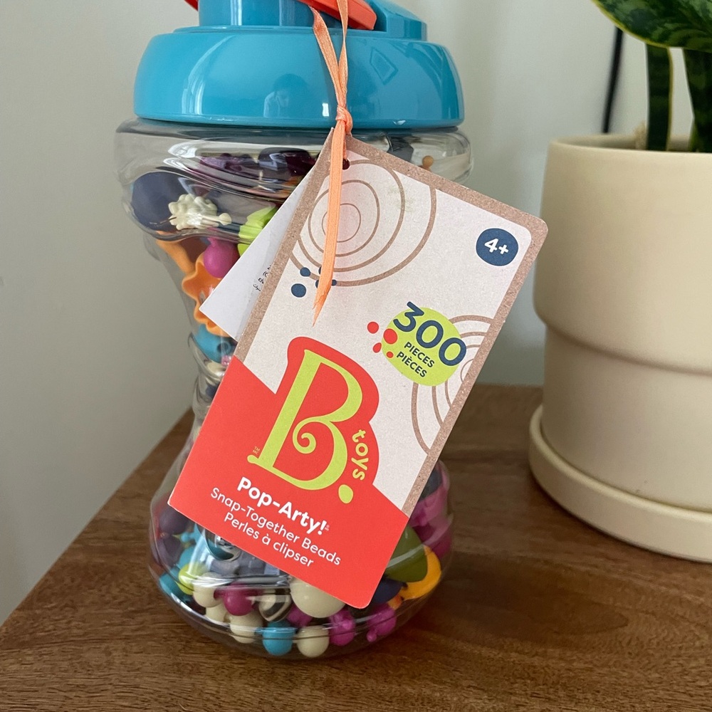 Pop-Arty Snap-Together Beads Jar - Blue & Multi